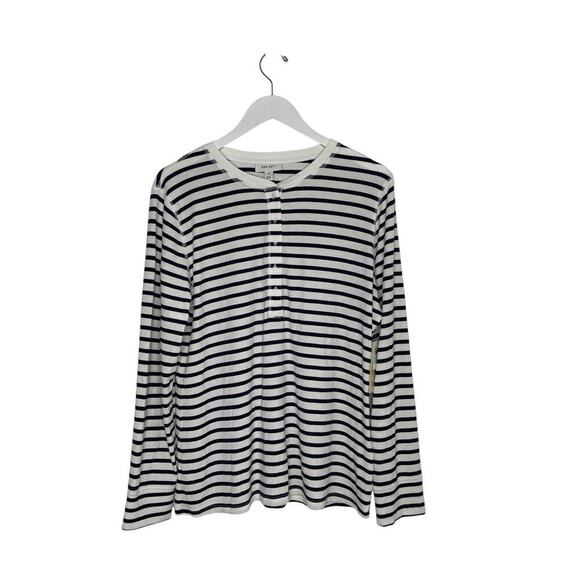 On‎ 34th Blue White Stripe Ribbed Long Sleeve Top Plus Size 2X NWT - Picture 1 of 5
